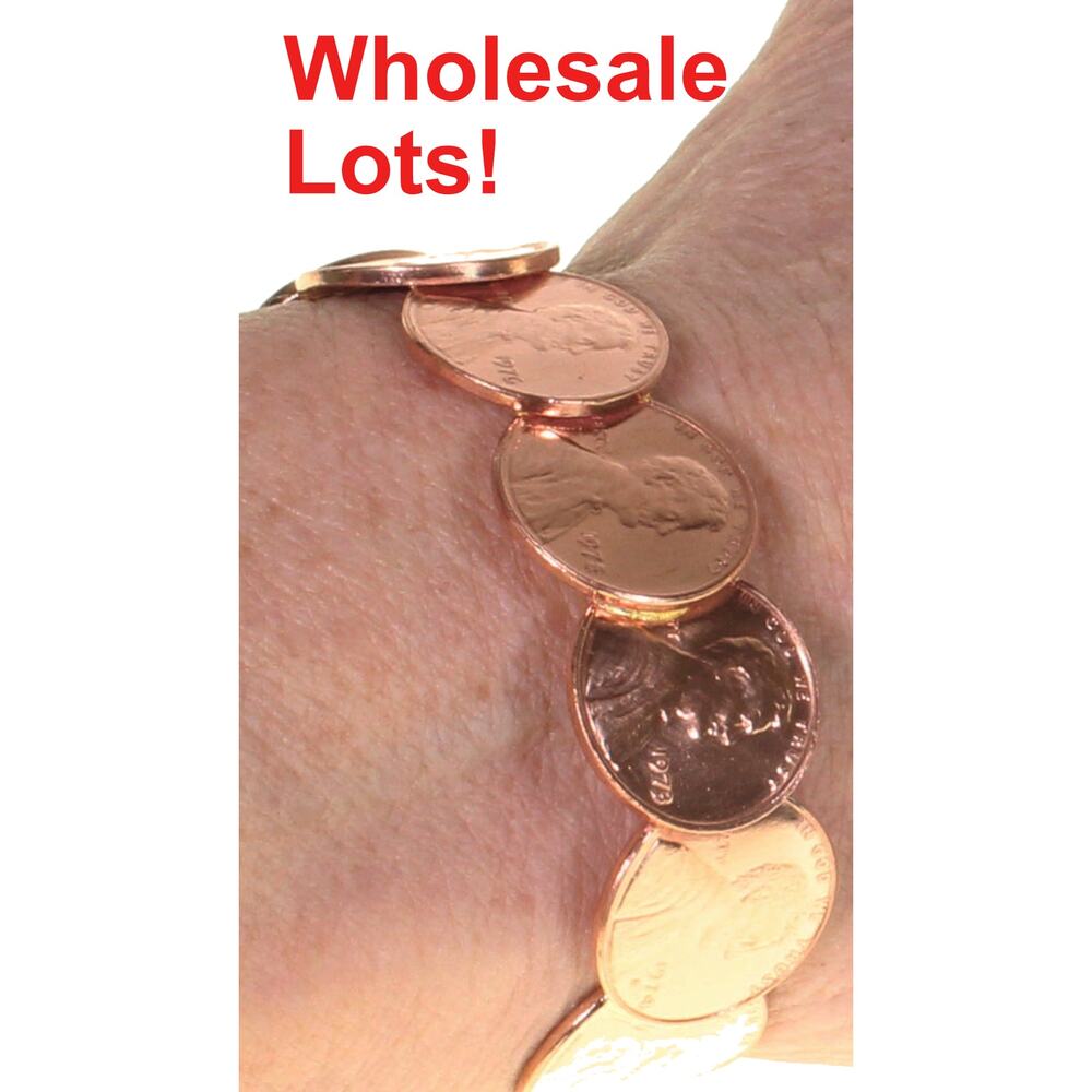 Wholesale Lot - 12 Assorted Copper Penny Bracelets